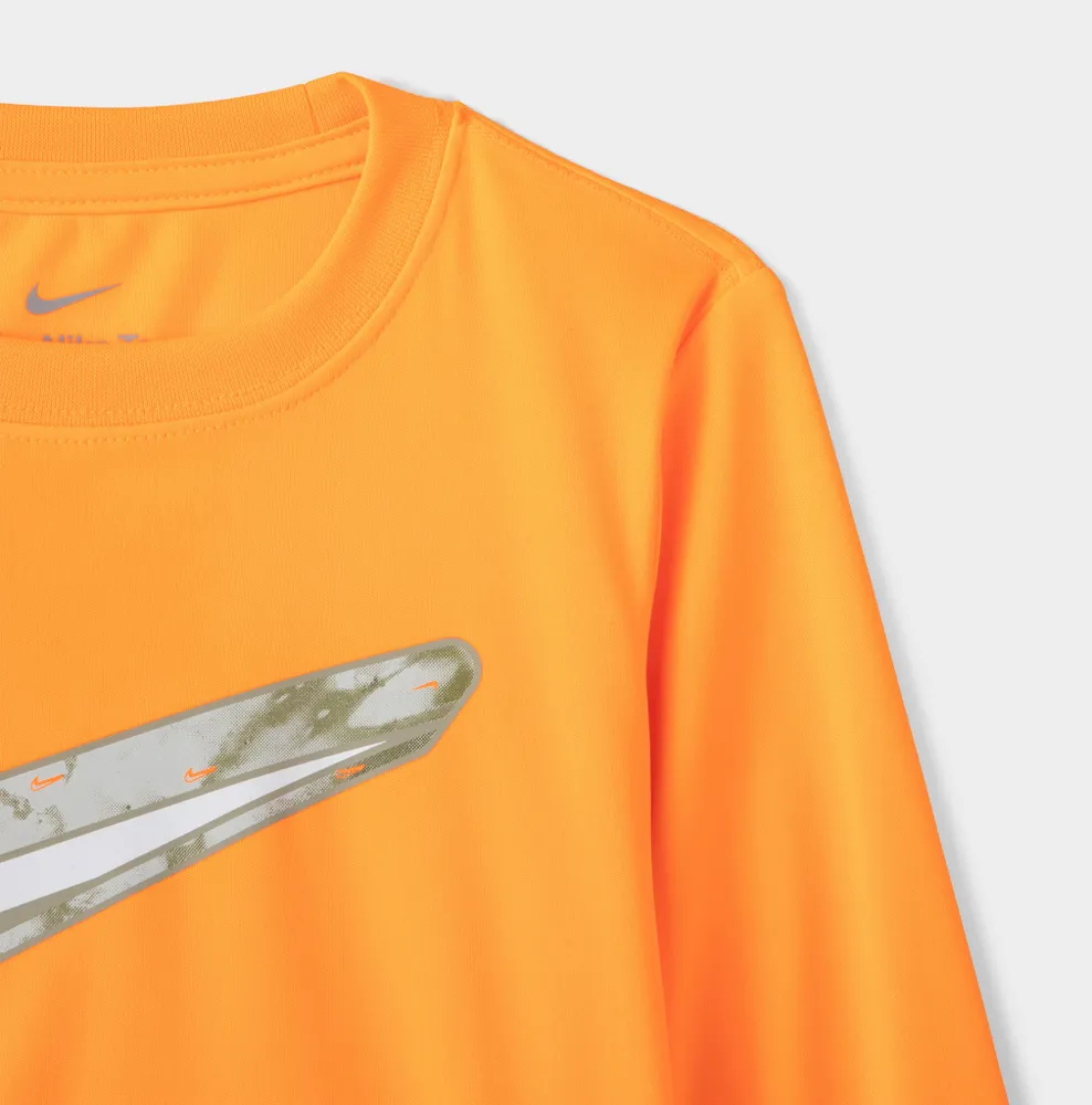 Nike Child Boys’ Dri-FIT Textured Swoosh Long Sleeve T-shirt / Orange