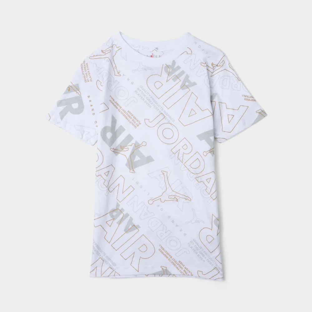 Jordan Junior Boys' Holiday Shine Allover Print T-Shirt White