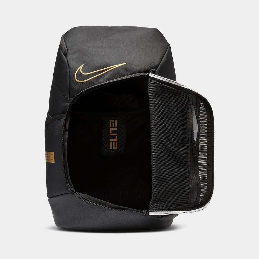 Nike Elite Pro Basketball Backpack Black / White - Metallic Gold