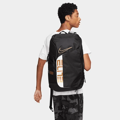 Nike Elite Pro Basketball Backpack Black / White - Metallic Gold