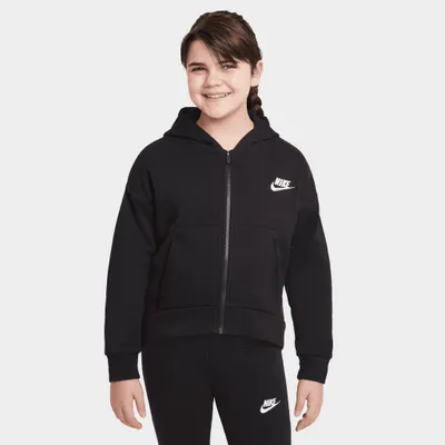 Nike Sportswear Junior Girls’ Club Fleece Full-Zip Hoodie Black / White
