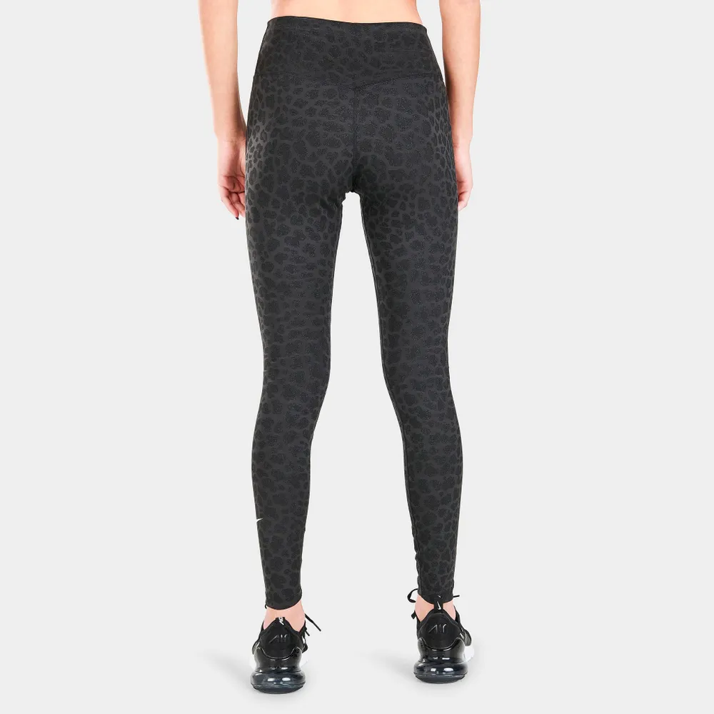 Nike Women's Dri-FIT One Mid-Rise Printed Tights Off Noir / White