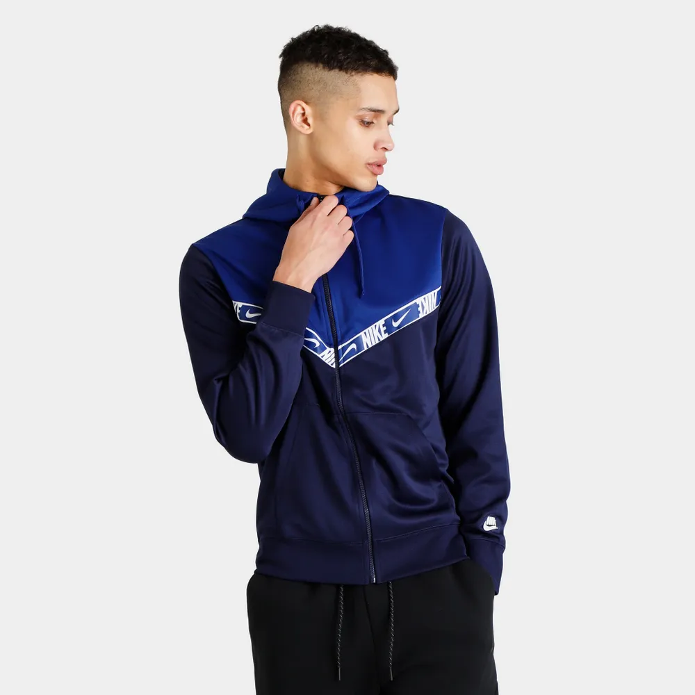 Nike Sportswear Repeat Full-Zip Hoodie Blackened Blue / Deep Royal - White