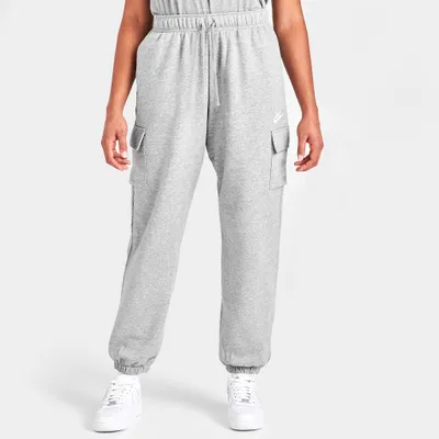 Nike Women’s Sportswear Club Fleece Mid-Rise Oversized Cargo Sweatpants Dark Grey Heather / White