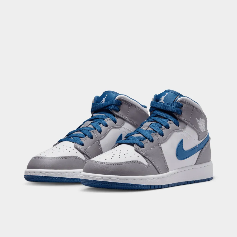 Jordan 1 Mid GS Cement Grey / White - True Blue