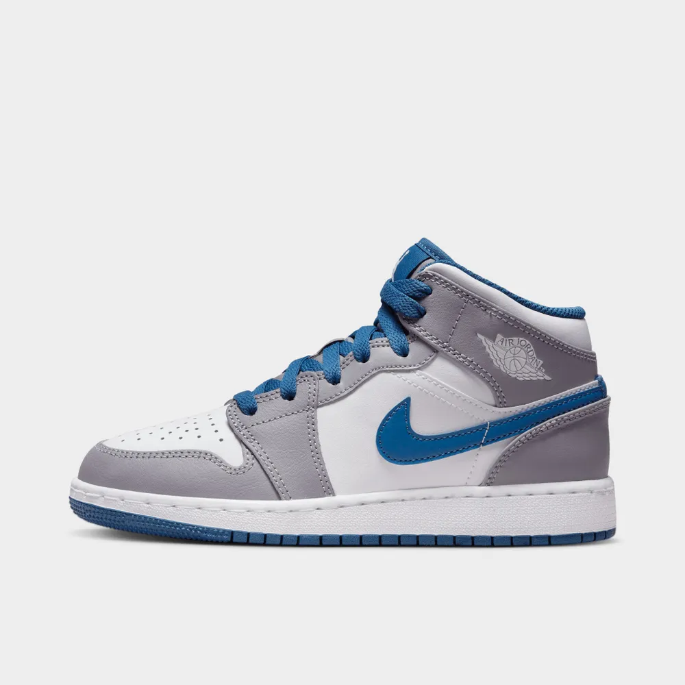 Jordan 1 Mid GS Cement Grey / White - True Blue