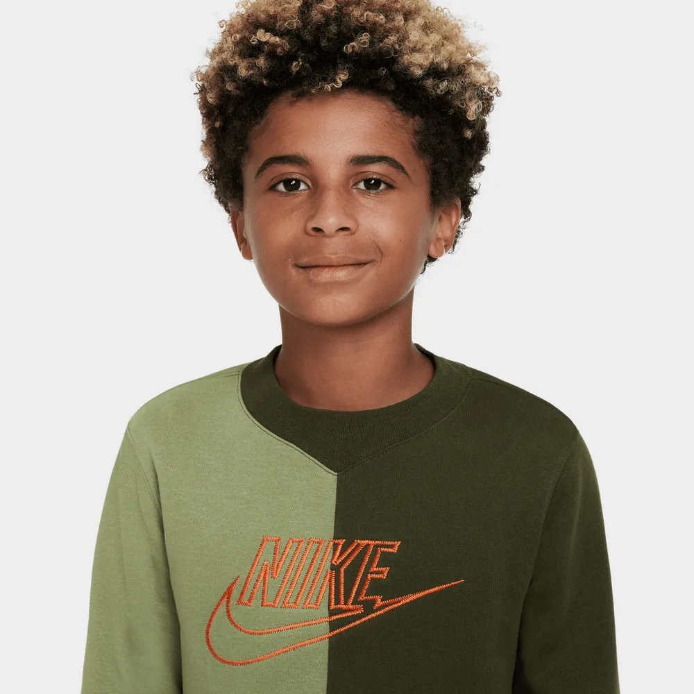 Nike Sportswear Junior Boys’ Amplify Sweatshirt Rough Green / Alligator - Safety Orange