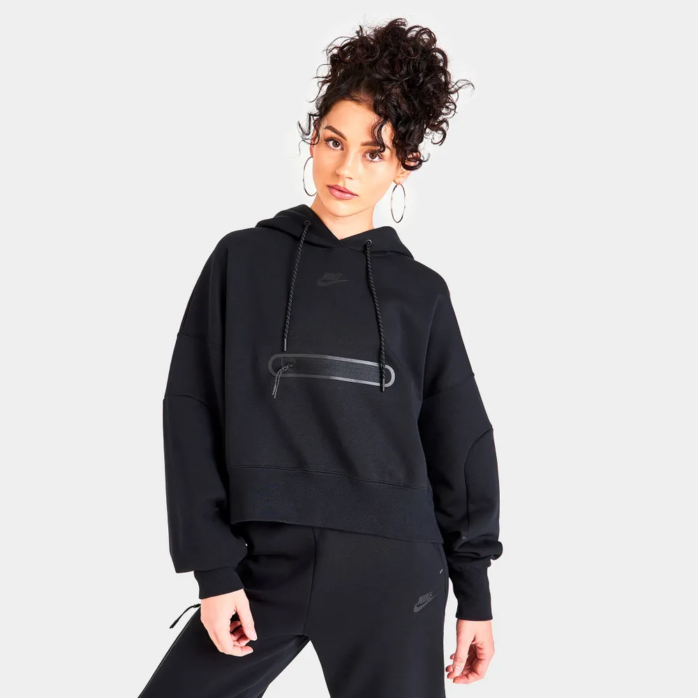 Nike Women’s Sportswear Tech Fleece Over-Oversized Cropped Pullover Hoodie Black /