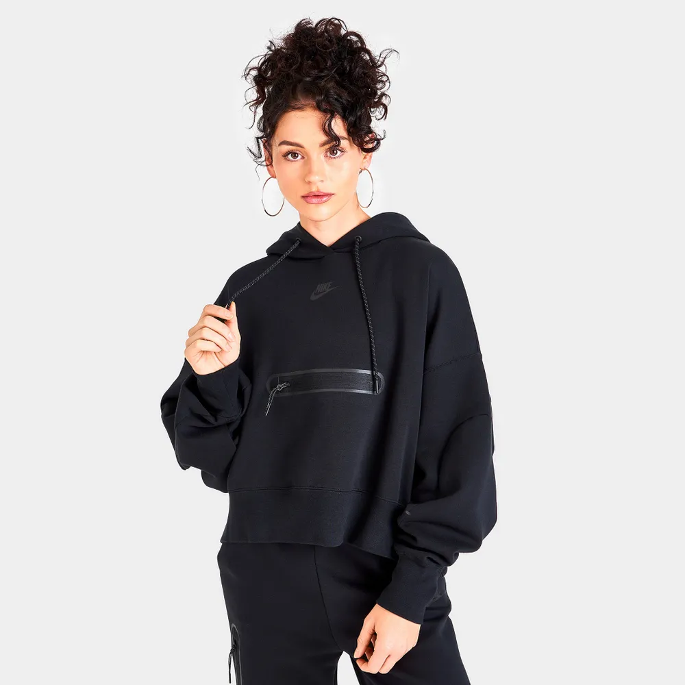 Nike Women’s Sportswear Tech Fleece Over-Oversized Cropped Pullover Hoodie Black /