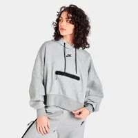 Nike Women’s Sportswear Tech Fleece Over-Oversized Cropped Pullover Hoodie Dark Grey Heather / Black