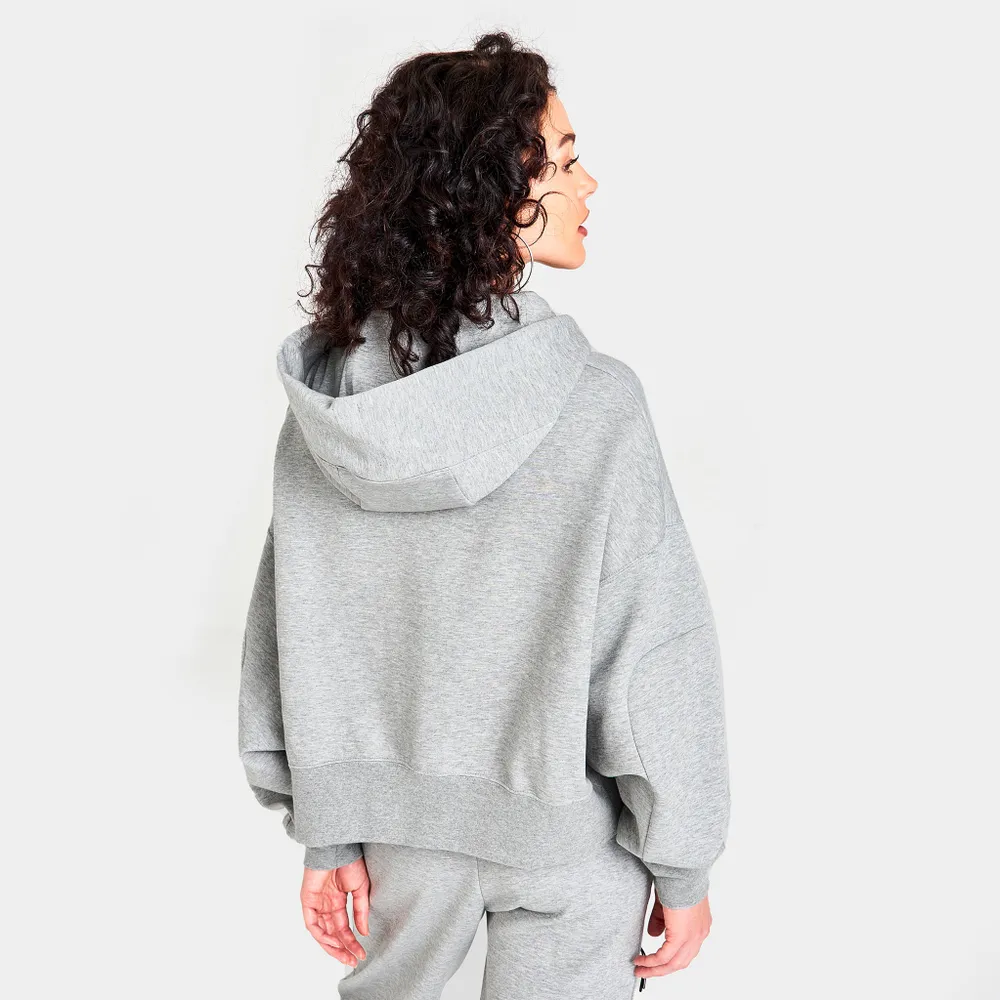 Nike Women's Sportswear Tech Fleece Over-Oversized Cropped Pullover Hoodie  Dark Grey Heather / Black