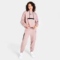 Nike Women’s Sportswear Tech Fleece Over-Oversized Cropped Pullover Hoodie Pink Oxford / Black