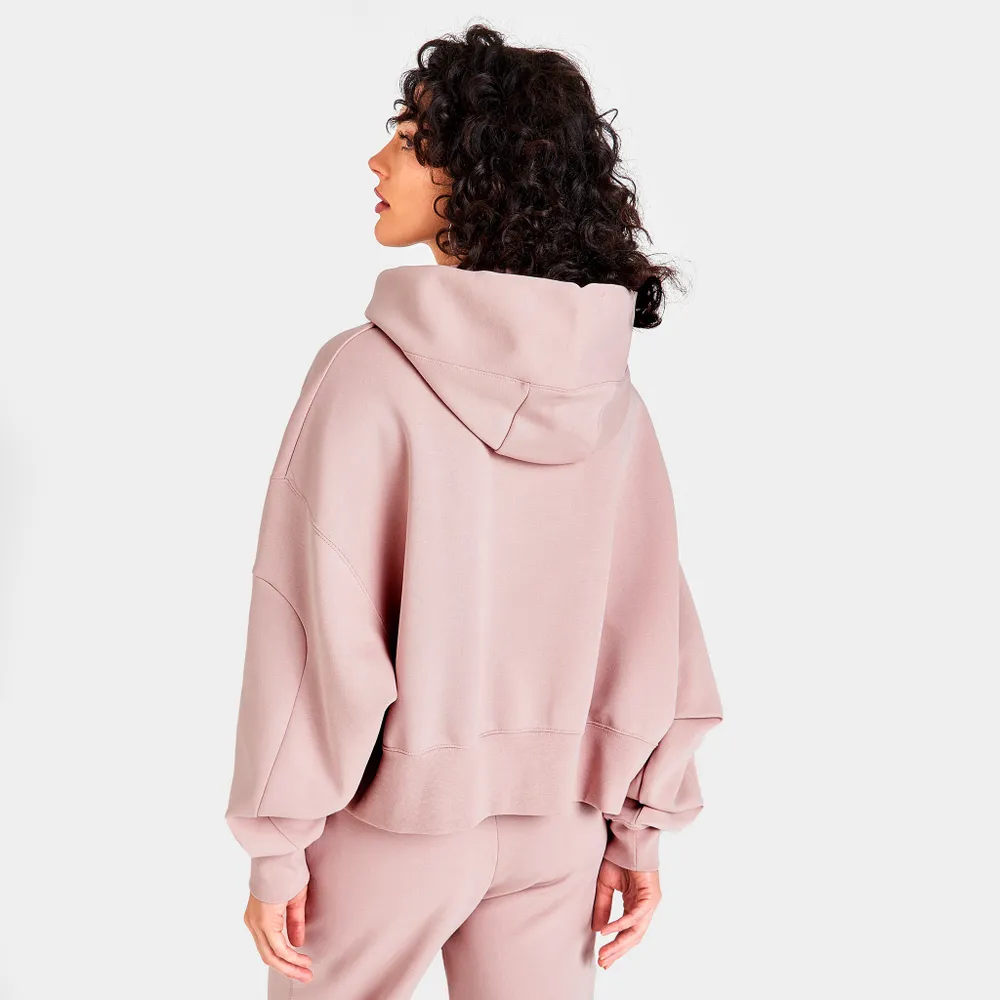 Nike Women’s Sportswear Tech Fleece Over-Oversized Cropped Pullover Hoodie Pink Oxford / Black