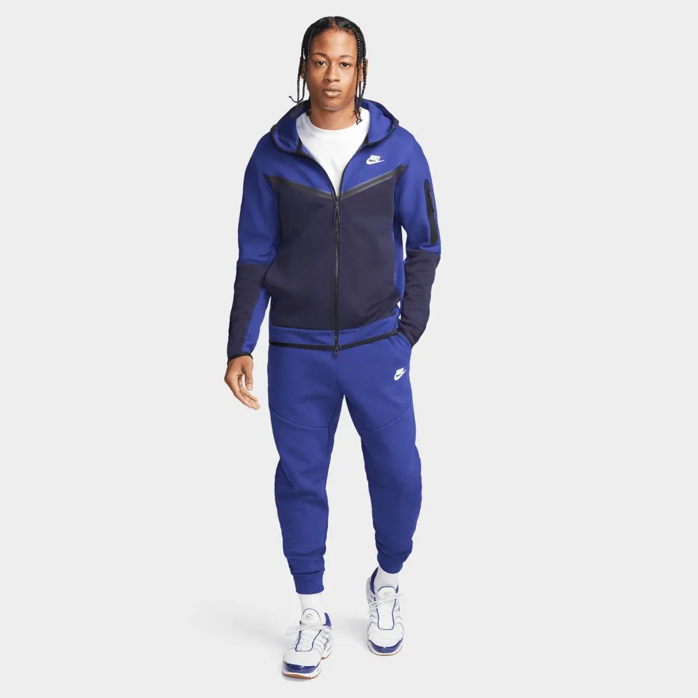 Nike Sportswear Tech Fleece Taped Full Zip Hoodie Deep Royal Blue / Blackened - White