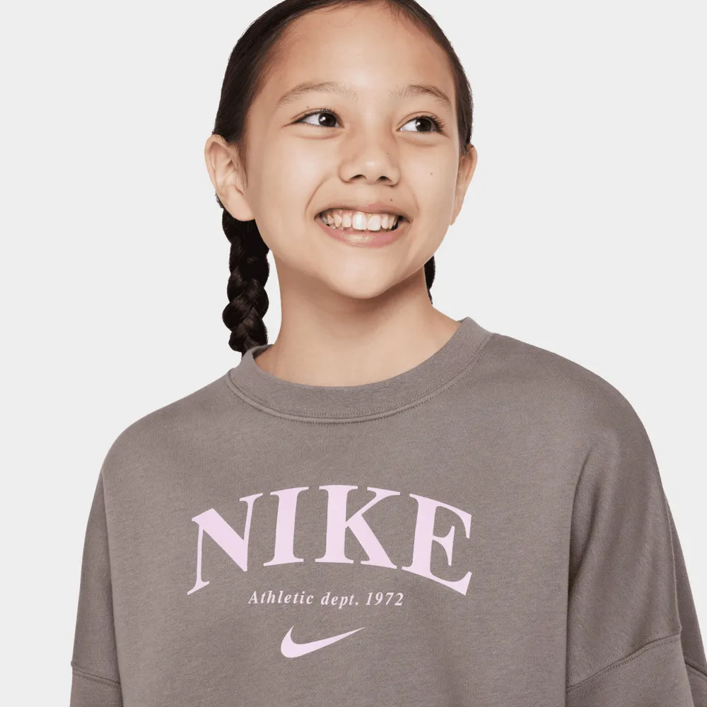 Nike Junior Girls' Sportswear Trend Fleece Sweatshirt / Olive Grey