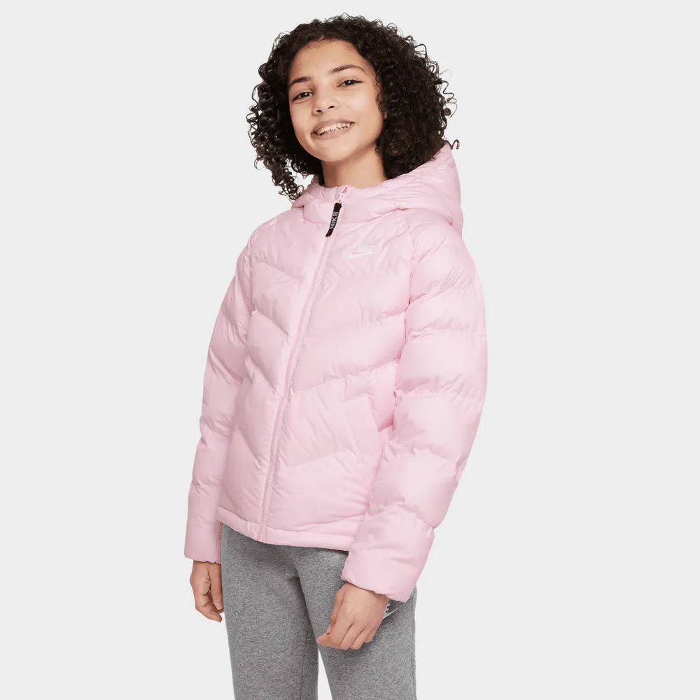 Nike Sportswear Juniors’ Synthetic-Fill Hooded Jacket Pink Foam / - White