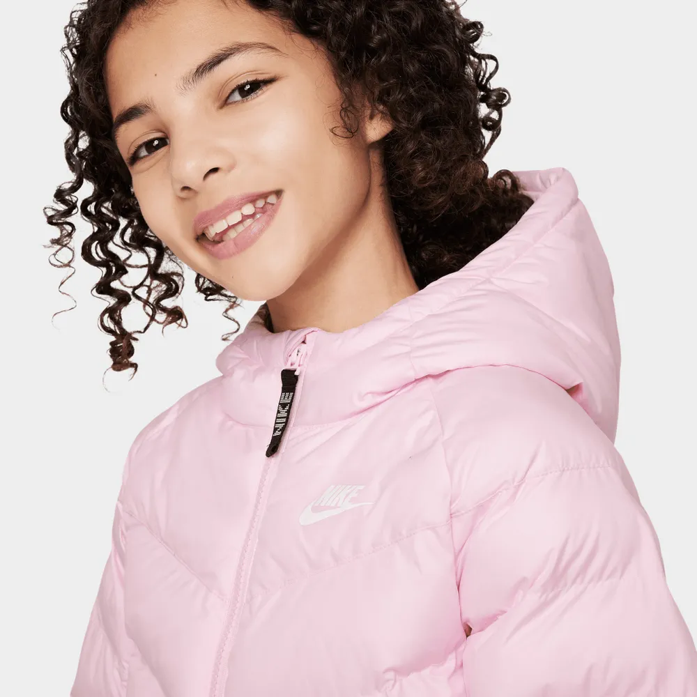 Nike Sportswear Juniors' Synthetic-Fill Hooded Jacket Pink Foam / - White