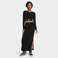Nike Women's Sportswear Crop Tape Long-Sleeve Top Black / Dark Smoke Grey