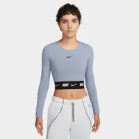 Nike Sportswear Women’s Long-Sleeve Crop Top Ashen Slate / Black