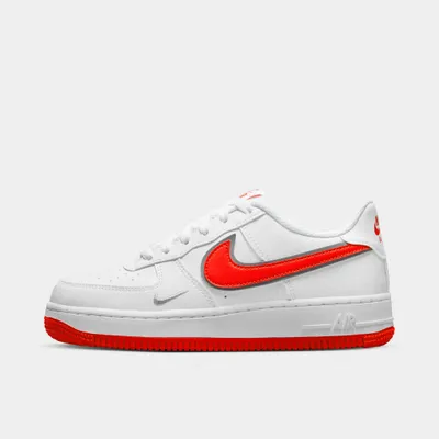 Nike Air Force 1 GS White / Habanero Red - Smoke Grey