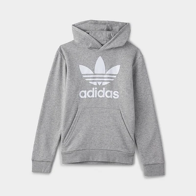 adidas Originals Juniors' Trefoil Pullover Hoodie Medium Grey Heather / White