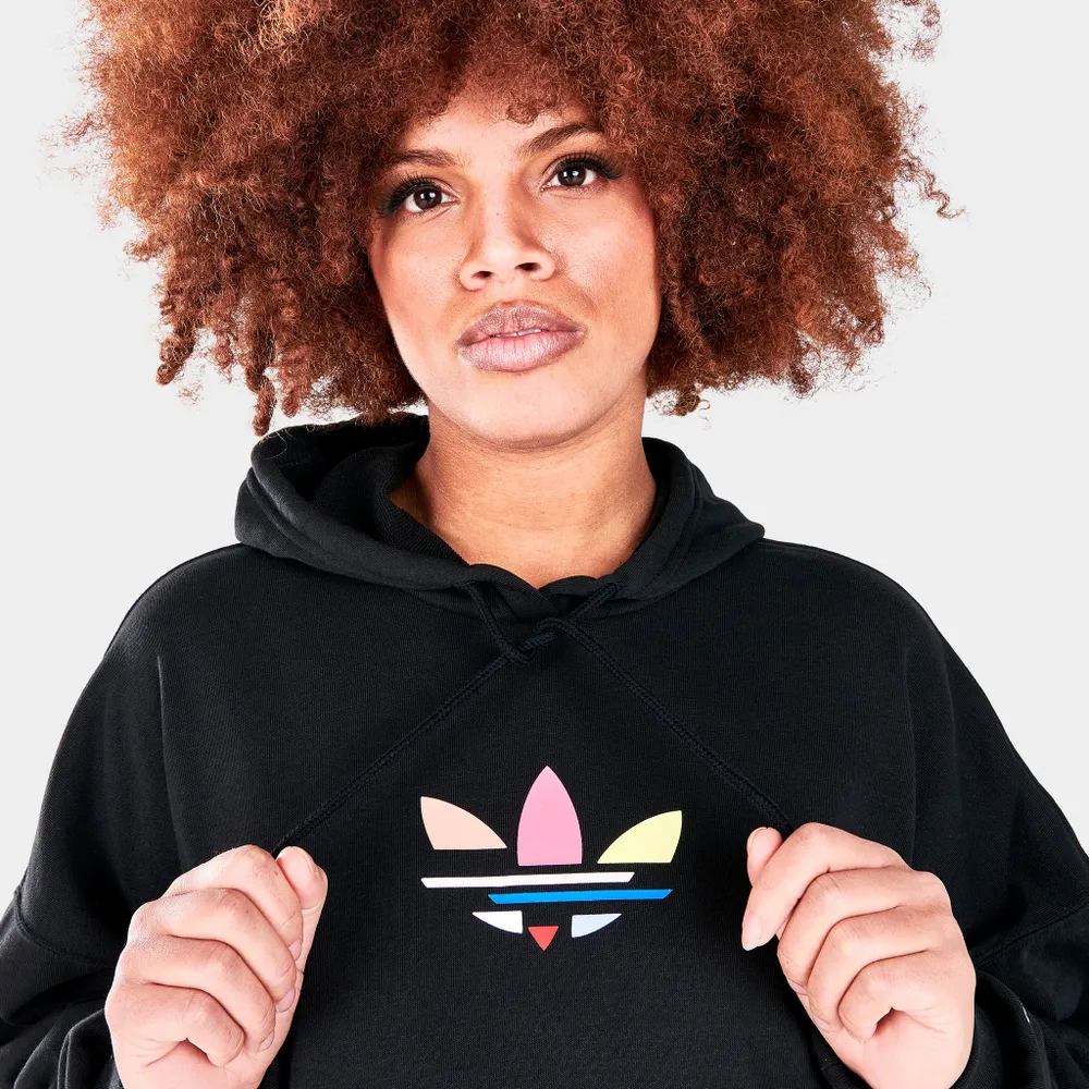 adidas Originals Women’s Adicolor Shattered Trefoil Oversize Pullover Hoodie / Black