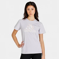 adidas Women's Floral Badge of Sport Graphic T-shirt / Silver Dawn