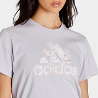 adidas Women's Floral Badge of Sport Graphic T-shirt / Silver Dawn