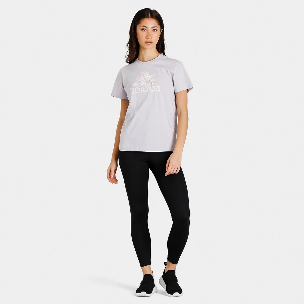 adidas Women's Floral Badge of Sport Graphic T-shirt / Silver Dawn