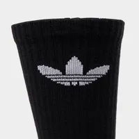 adidas Originals Cushioned Trefoil Mid-Cut Crew Socks (3 Pack) Black / White