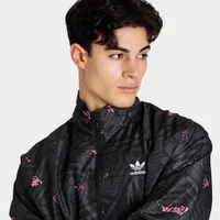 adidas Originals Rekive Trefoil Allover Print Track Jacket Black / Grey Six - Bliss Pink
