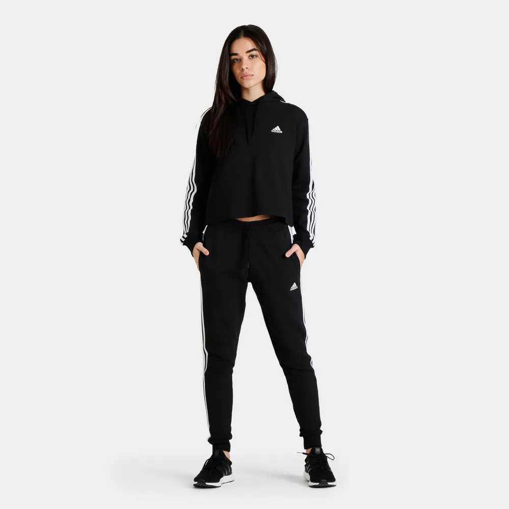 adidas Women’s Essentials 3-Stripes French Terry Cuffed Pants Black / White