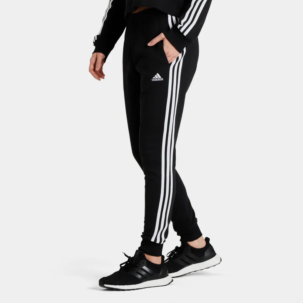 Adidas Women's Essentials 3-Stripes French Terry Cuffed Pants Black / White