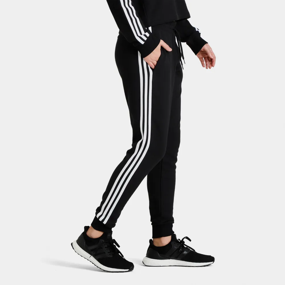 adidas Essentials 3-Stripes French Terry Cuffed Pants - Black