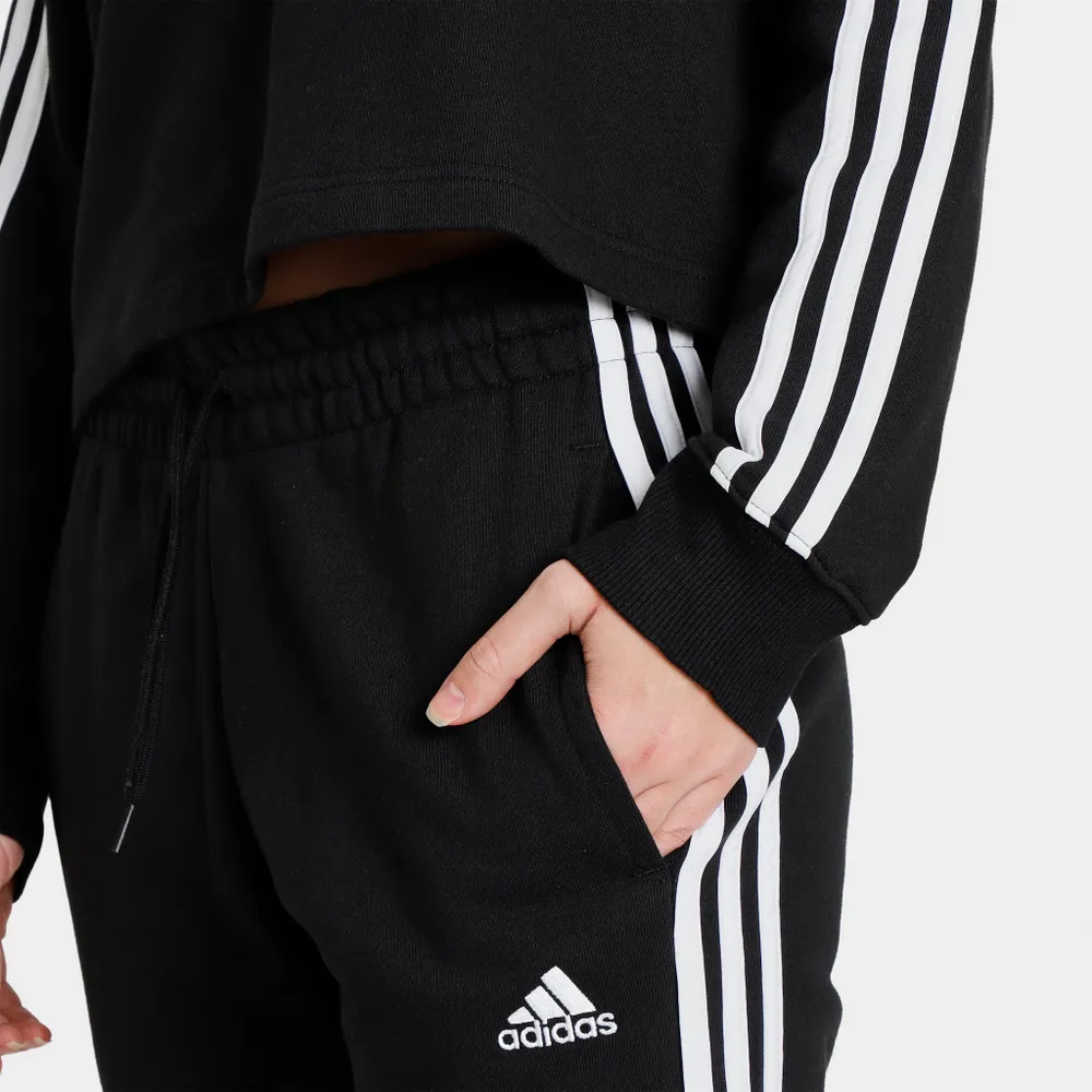 adidas Essentials 3-Stripes French Terry Cuffed Pants - Black