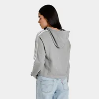 adidas Women’s Essentials 3-Stripes French Terry Crop Pullover Hoodie Medium Grey Heather / White