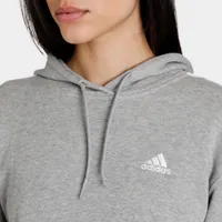 adidas Women’s Essentials 3-Stripes French Terry Crop Pullover Hoodie Medium Grey Heather / White