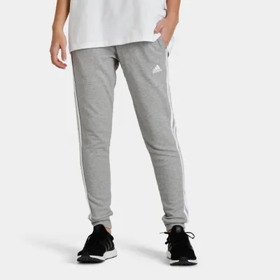 adidas Women’s Essentials 3-Stripes French Terry Cuffed Pants Medium Grey Heather / White