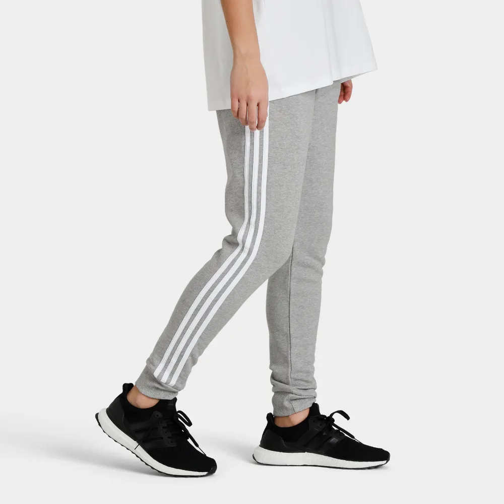 adidas Women’s Essentials 3-Stripes French Terry Cuffed Pants Medium Grey Heather / White