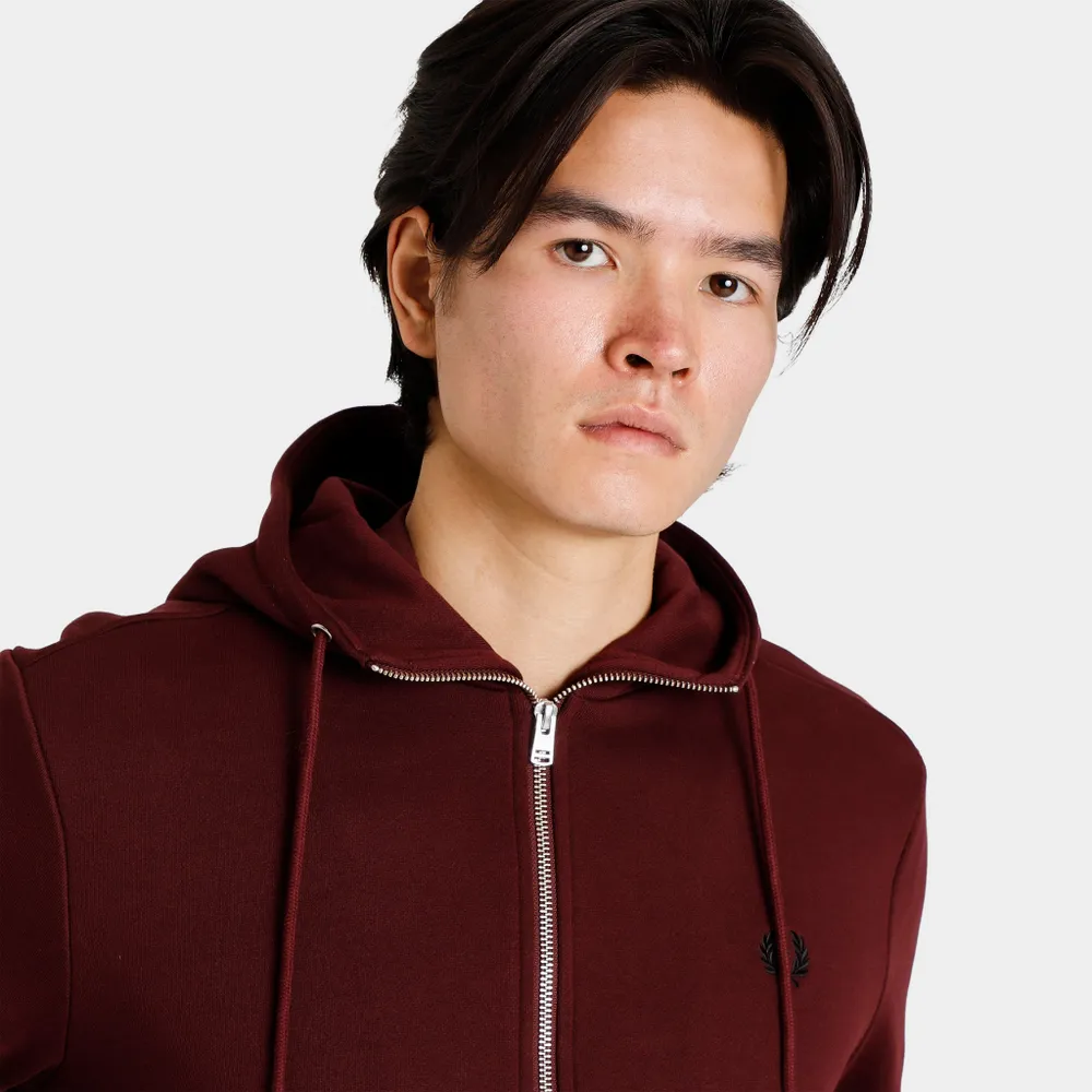 Fred Perry Hooded Zip Through Sweatshirt / Oxblood