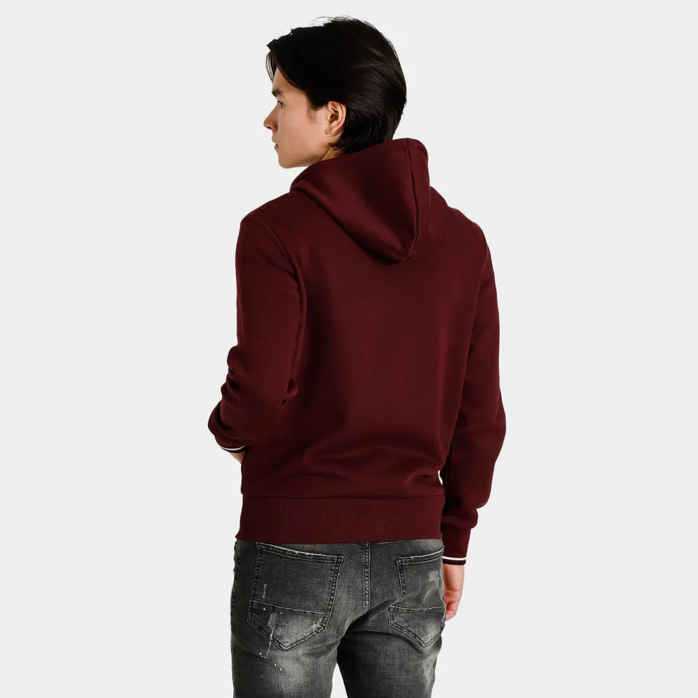 Fred Perry Hooded Zip Through Sweatshirt / Oxblood