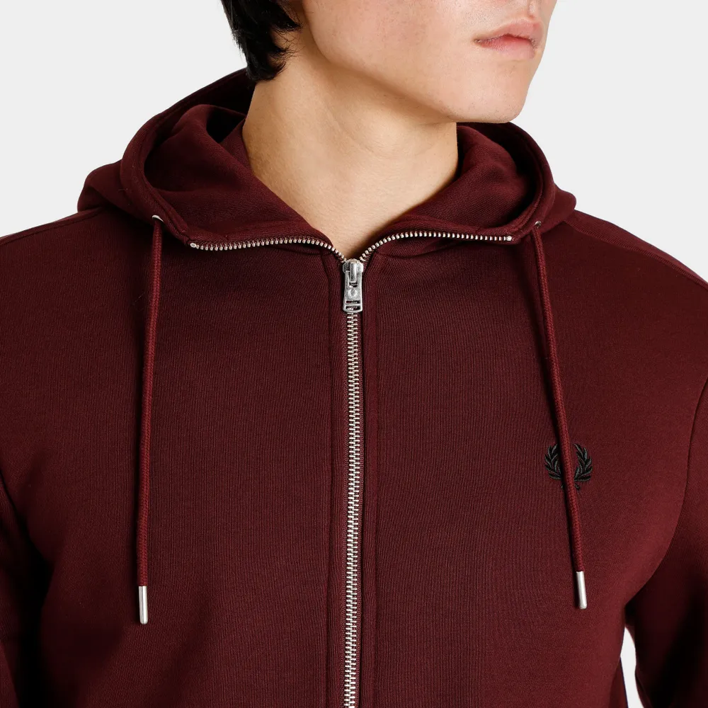 Fred Perry Hooded Zip Through Sweatshirt / Oxblood