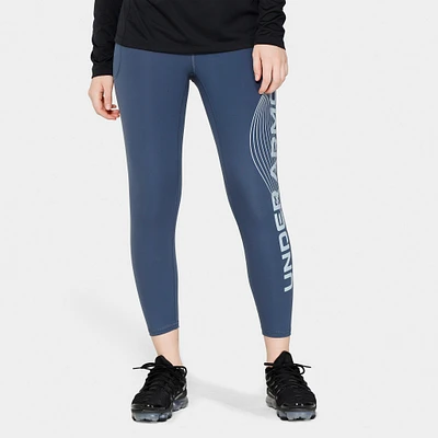 Under Armour Women's Motion Branded Ankle Leggings Downpour Grey / Harbour Blue