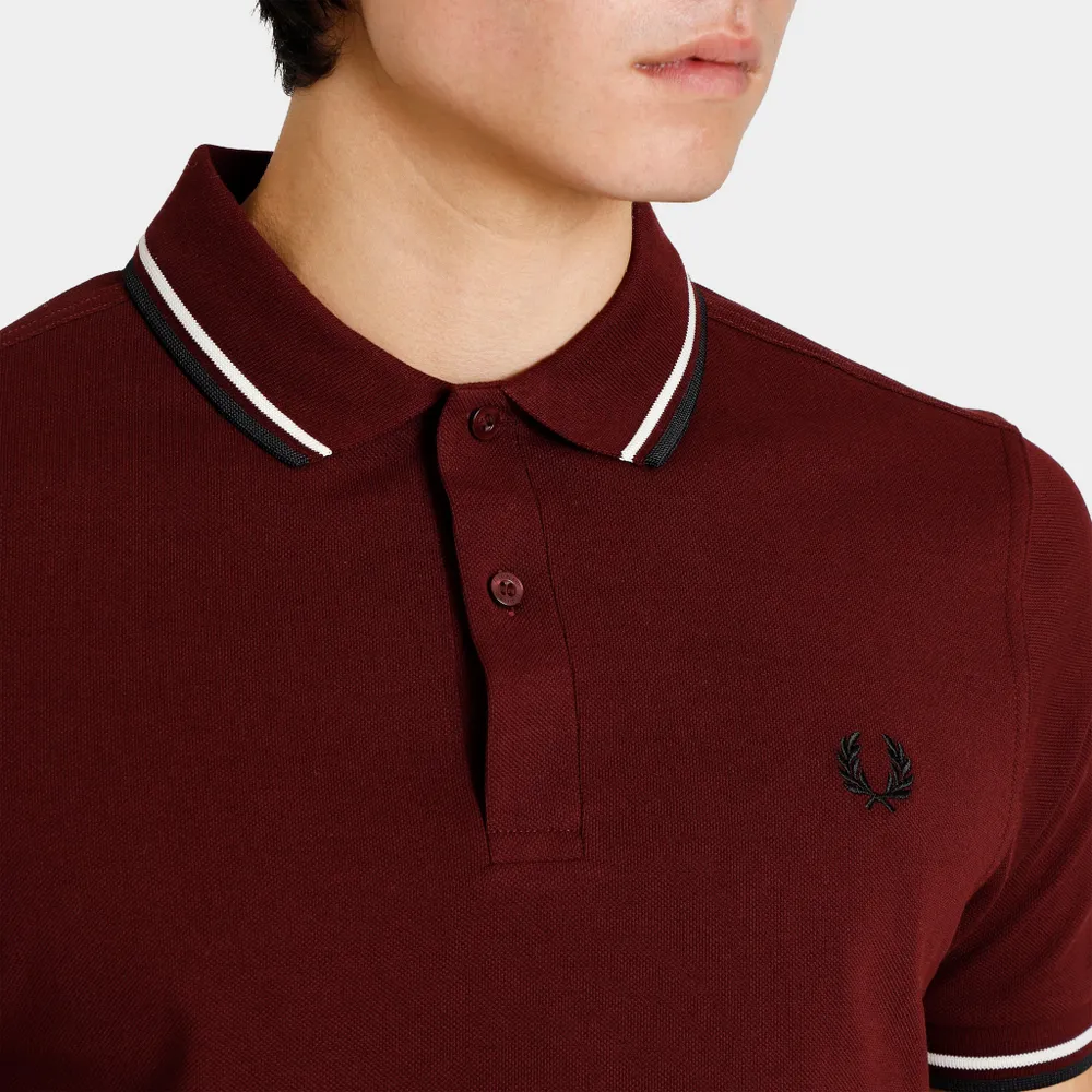 Fred Perry Twin Tipped Polo T-shirt Oxblood / Ecru - Black