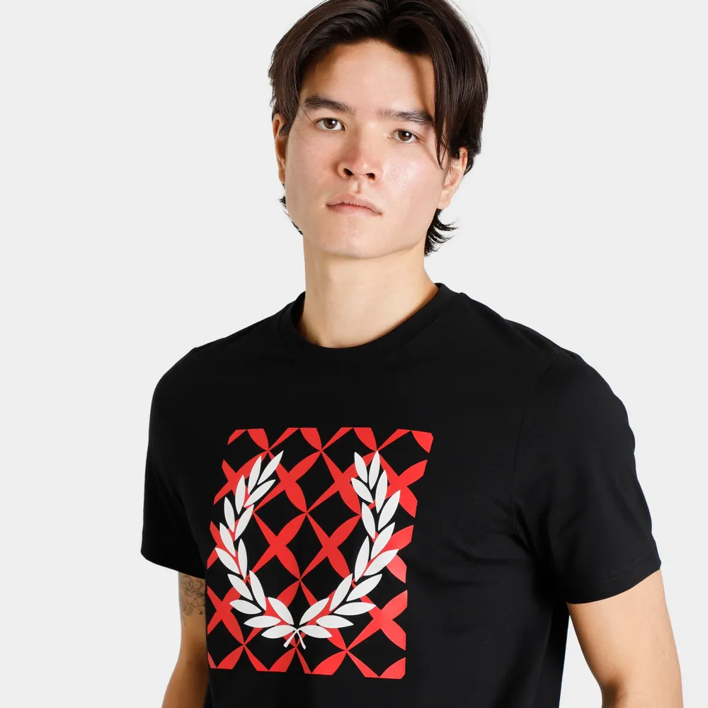 Fred Perry Cross Stitch Printed T-shirt / Black