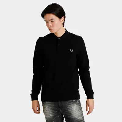 Fred Perry Plain Long Sleeve Shirt Black / Chrome