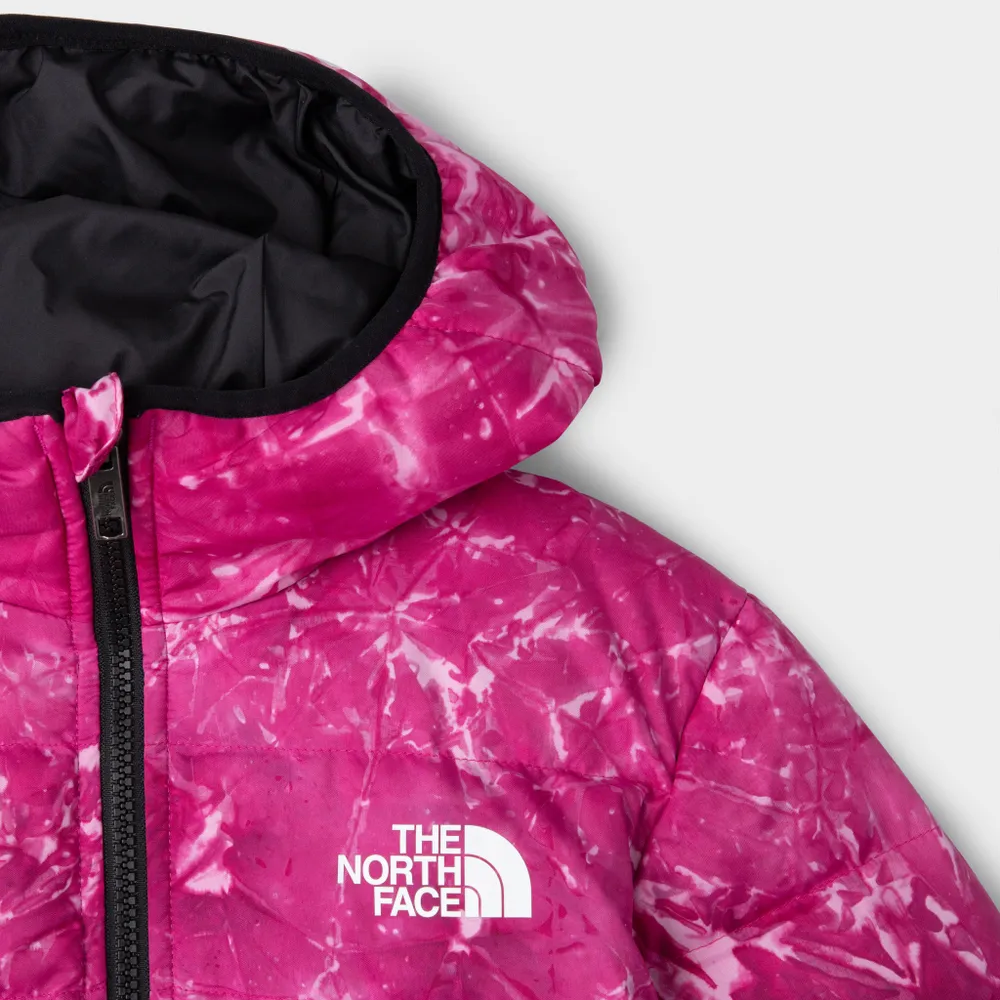 The North Face Child Girls’ Printed Reversible Down Hooded Jacket / Fuschia Pink Spray Dye