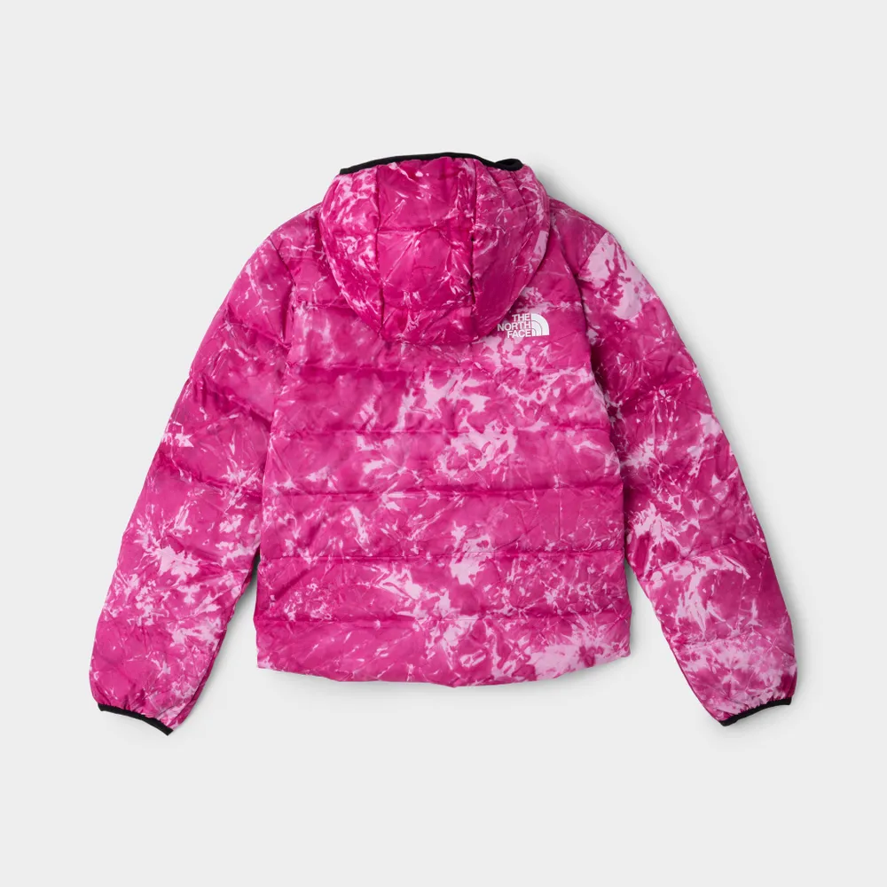 The North Face Child Girls’ Printed Reversible Down Hooded Jacket / Fuschia Pink Spray Dye