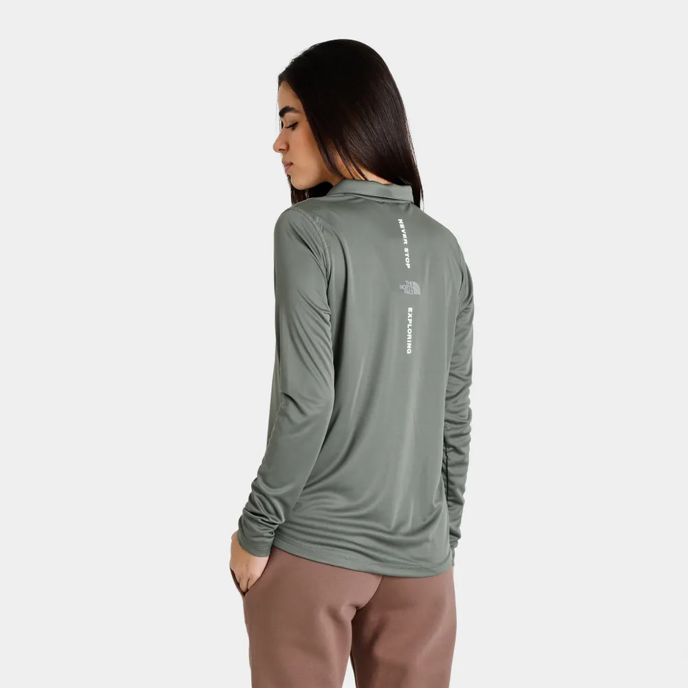 The North Face Women's Graphic Performance Quarter Zip / Agave Green