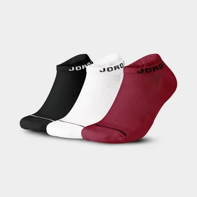 Jordan Everyday Max No-Show Socks (3 Pack) Black / White - Gym Red